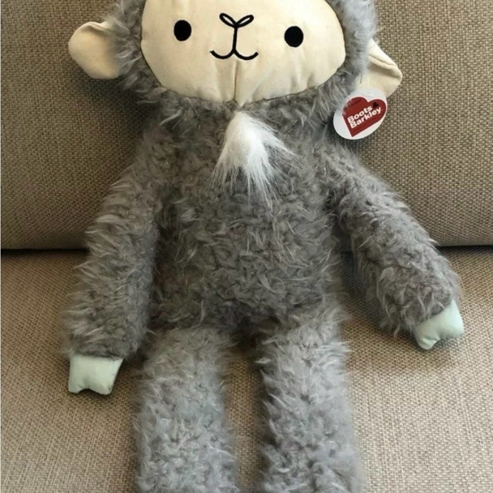 Boots & Barkley Gray Goat Dog Toy Plush 20" Crinkle Body Squeaker Target New